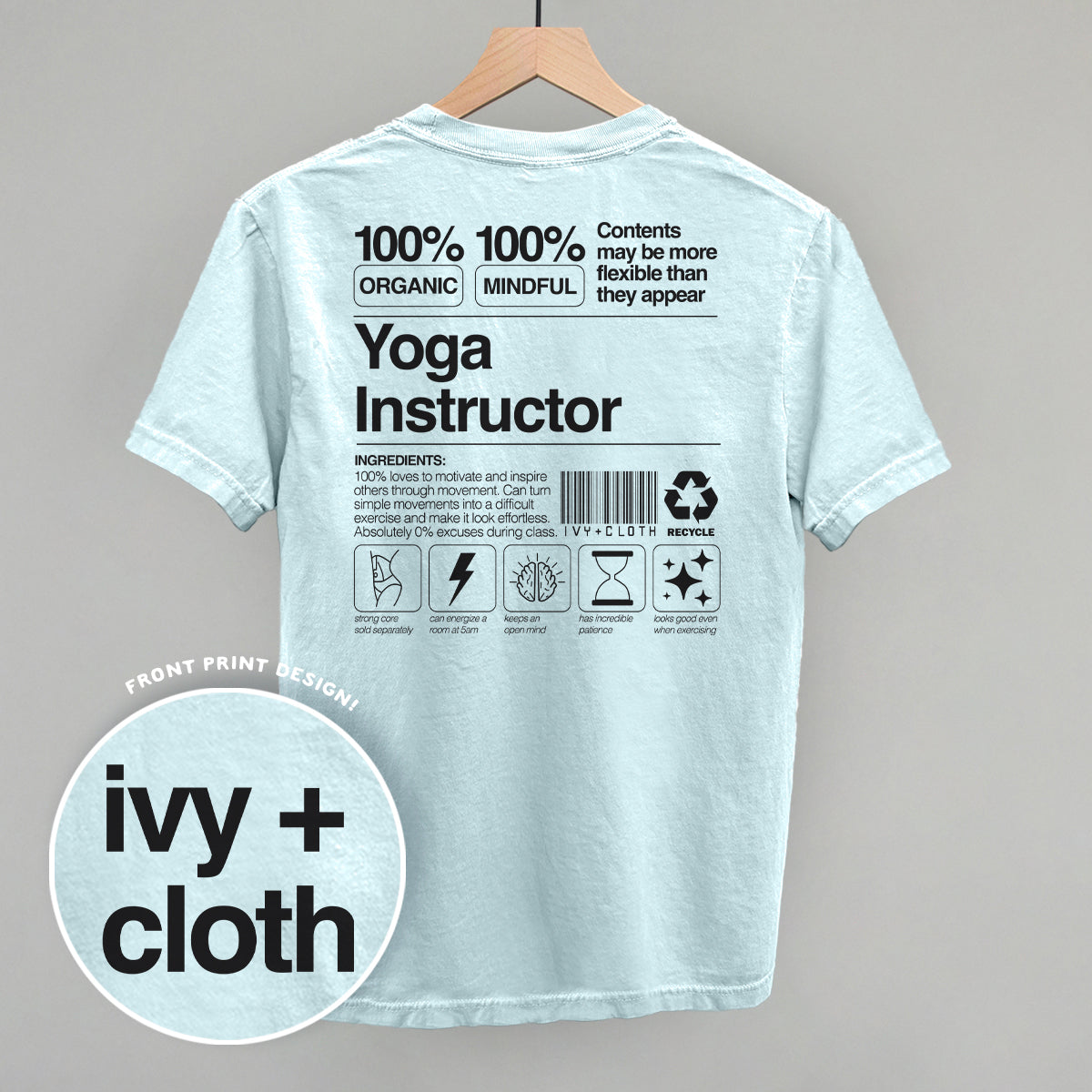 Yoga Instructor Nutrition Facts (Back Print) Ivy + Cloth