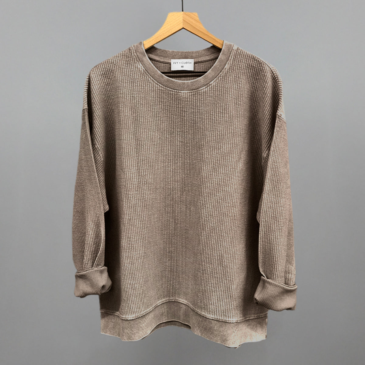 Pine Bark Oversized Corded Crew Ivy + Cloth