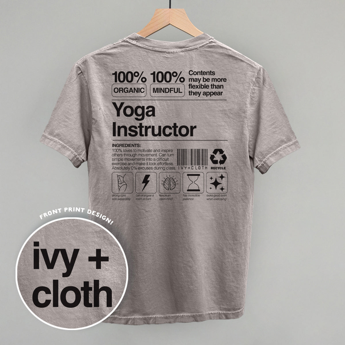 Yoga Instructor Nutrition Facts (Back Print) Ivy + Cloth