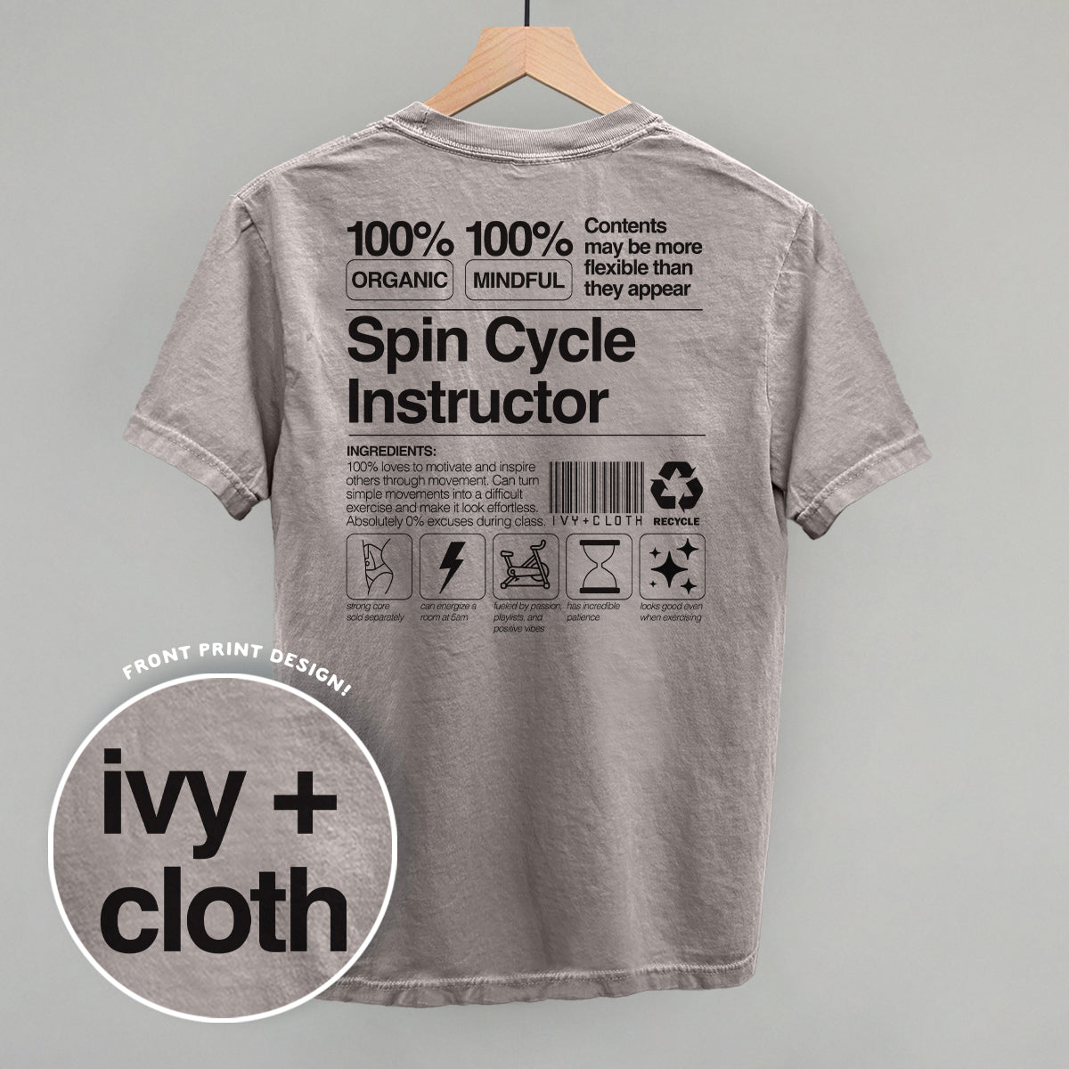 Spin Cycle Instructor Nutrition Facts (Back Print) Ivy + Cloth