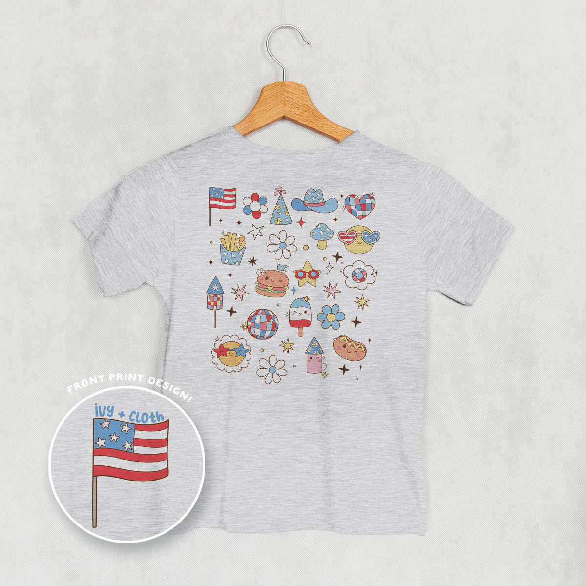 Patriotic Retro Doodles (Kids Back Print) Ivy + Cloth