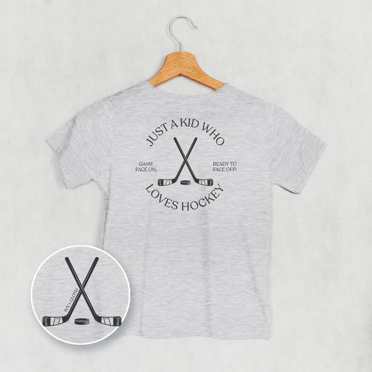 Just A Kid Who Loves Hockey (Kids Back Print) Ivy + Cloth
