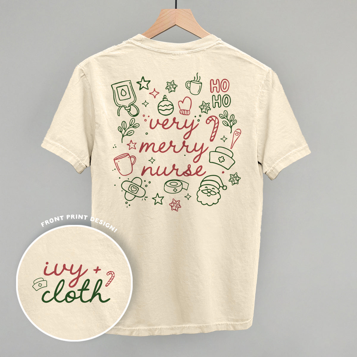 Very Merry Nurse Doodles (Back Print) Ivy + Cloth