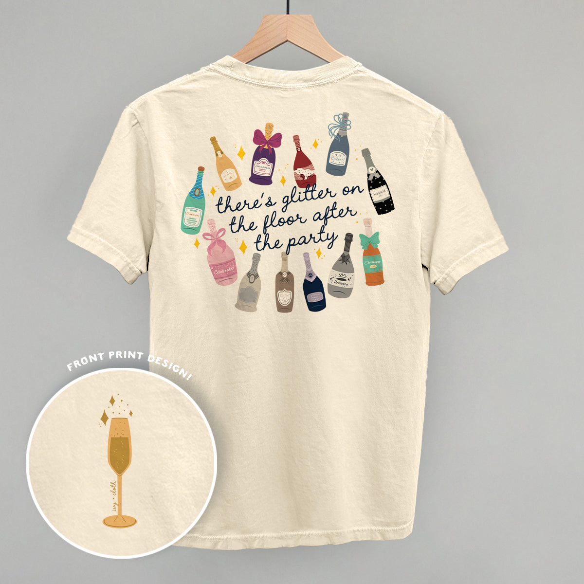 Glitter Champagne Bottles Doodle (Back Print) Ivy + Cloth