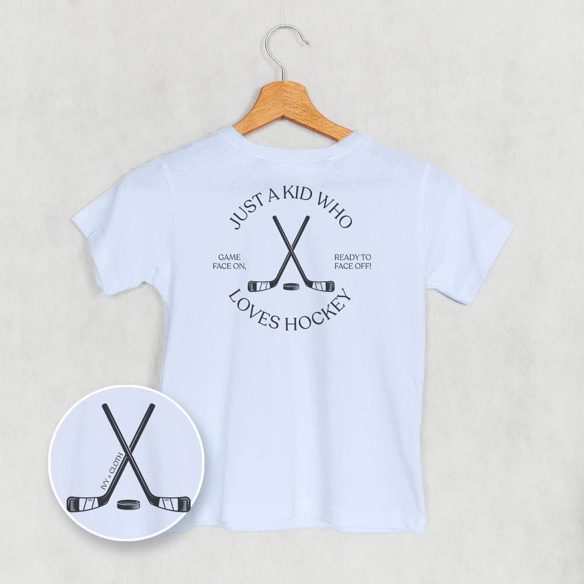 Just A Kid Who Loves Hockey (Kids Back Print) Ivy + Cloth
