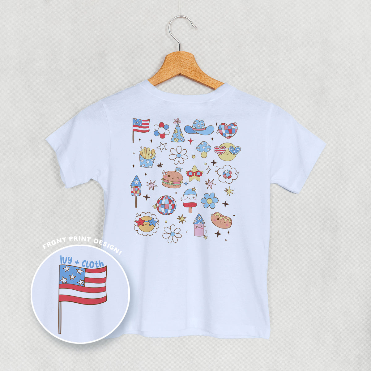 Patriotic Retro Doodles (Kids Back Print) Ivy + Cloth
