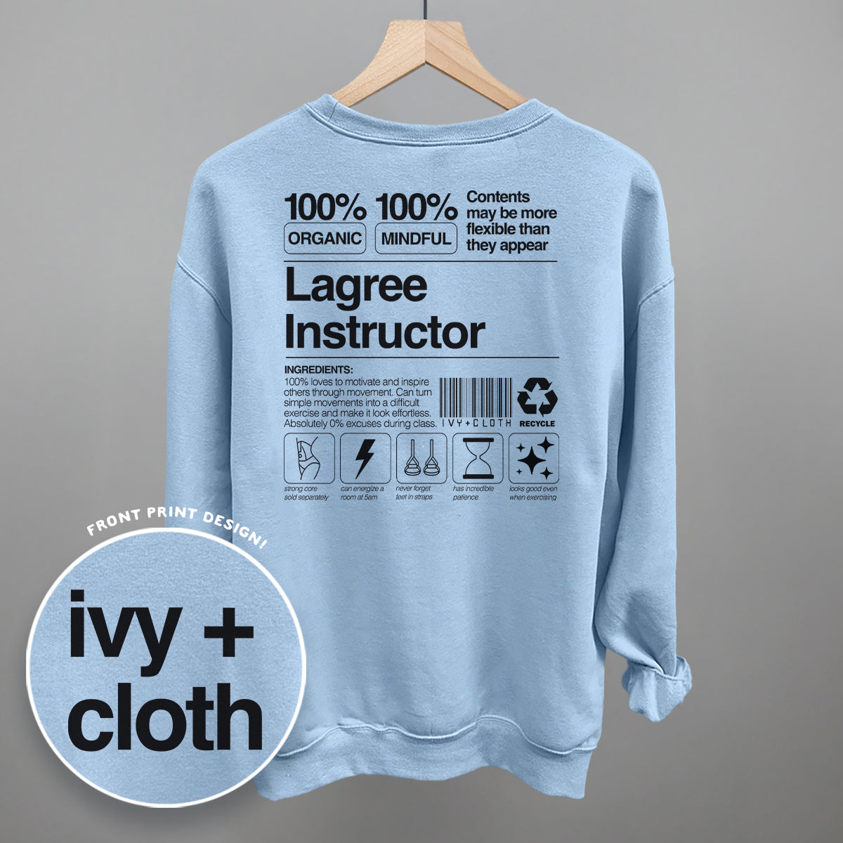 Lagree Instructor Nutrition Facts (Back Print) Ivy + Cloth