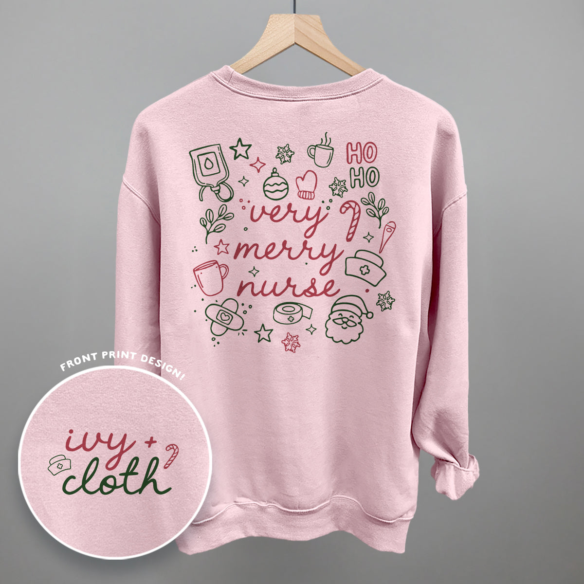 Very Merry Nurse Doodles (Back Print) Ivy + Cloth