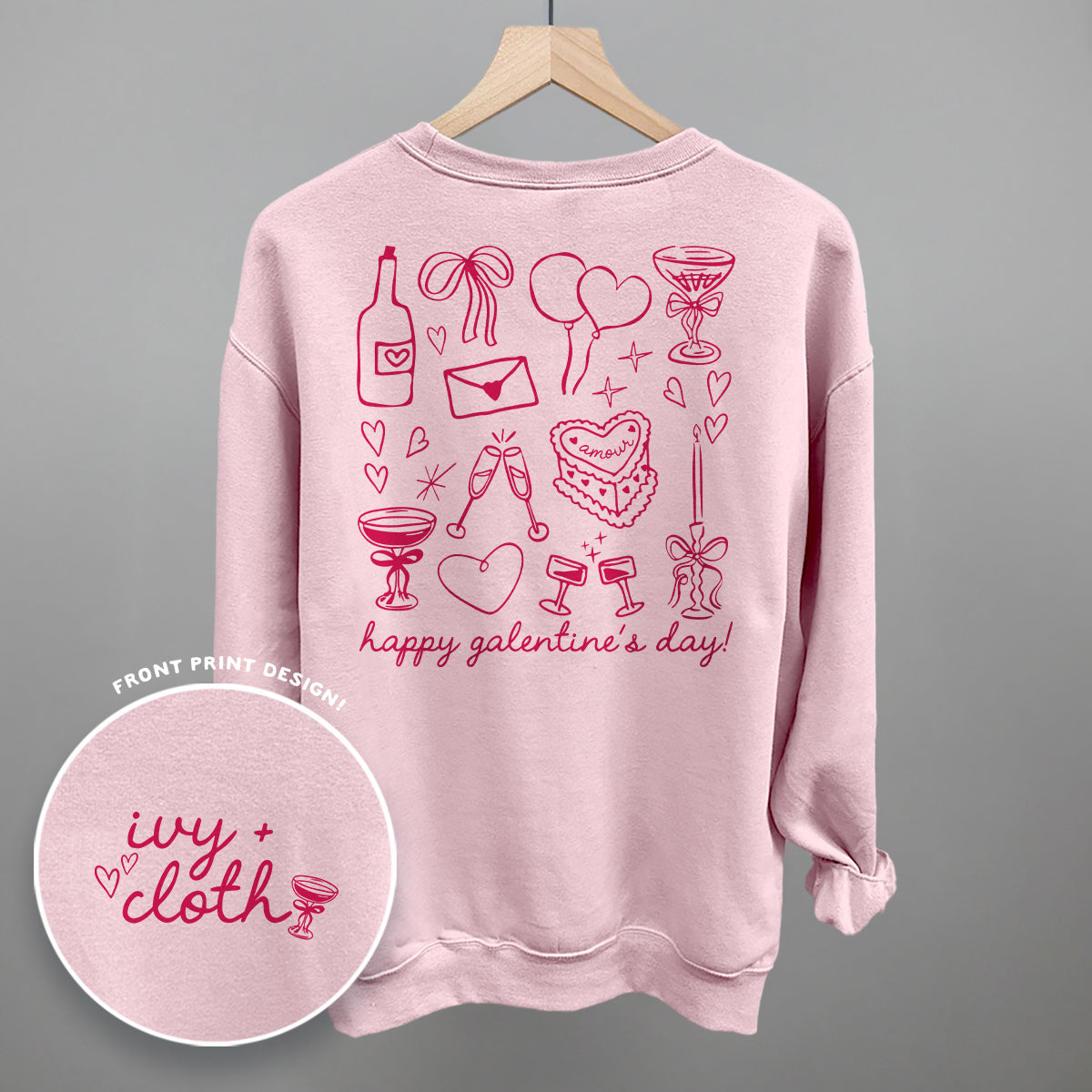 Galentine's Pink Doodles (Back Print) Ivy + Cloth