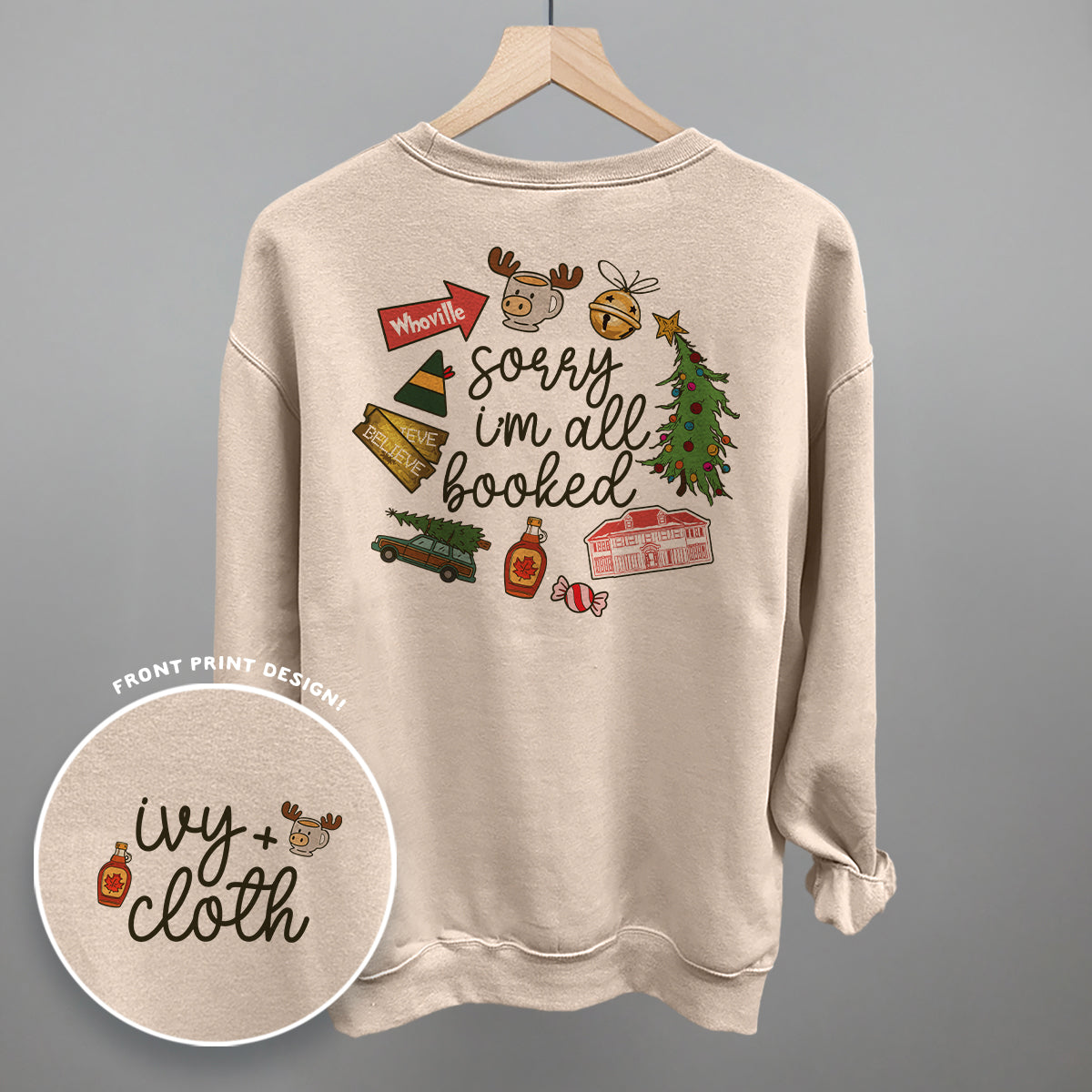 Sorry I'm All Booked Christmas Movies (Back Print) Ivy + Cloth
