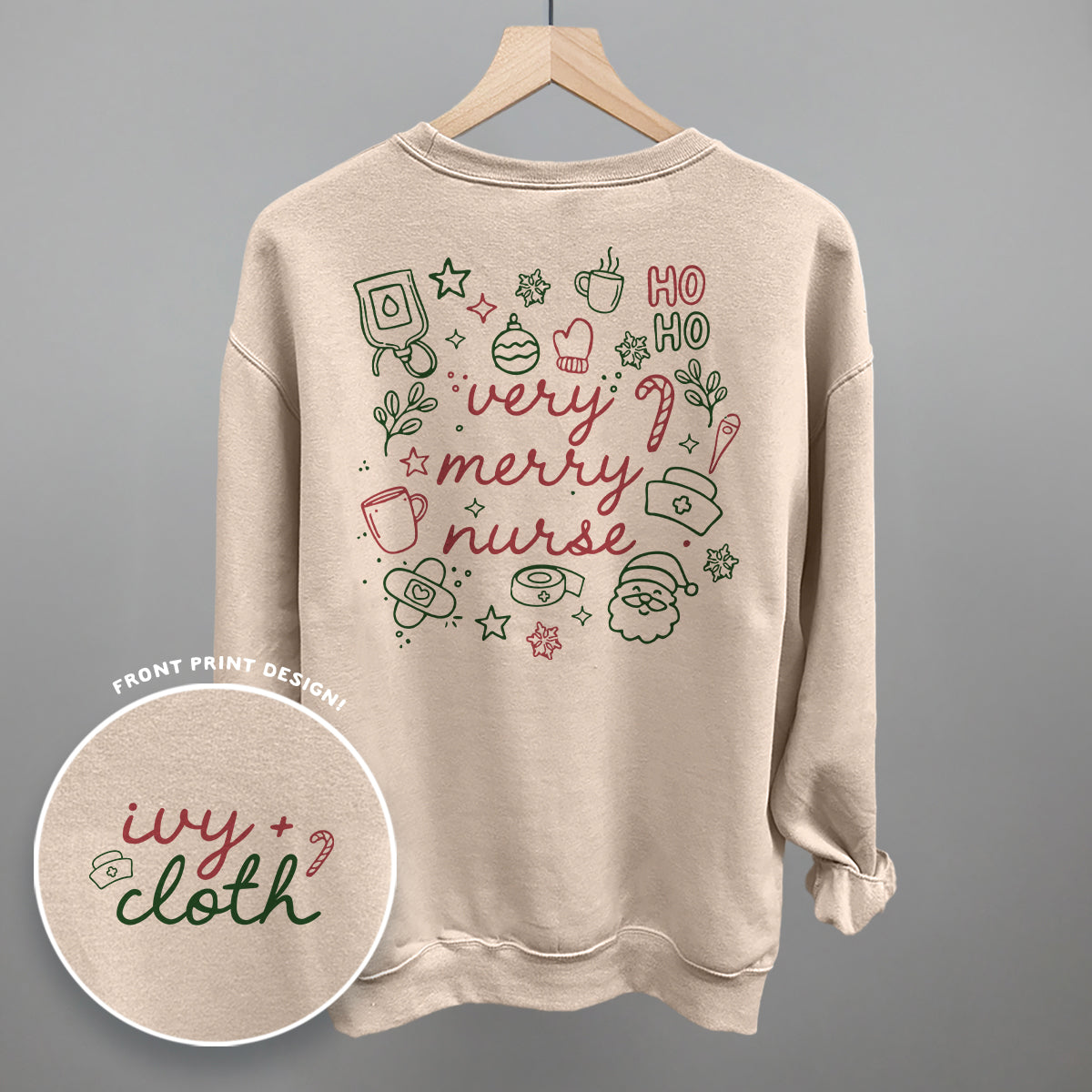 Very Merry Nurse Doodles (Back Print) Ivy + Cloth