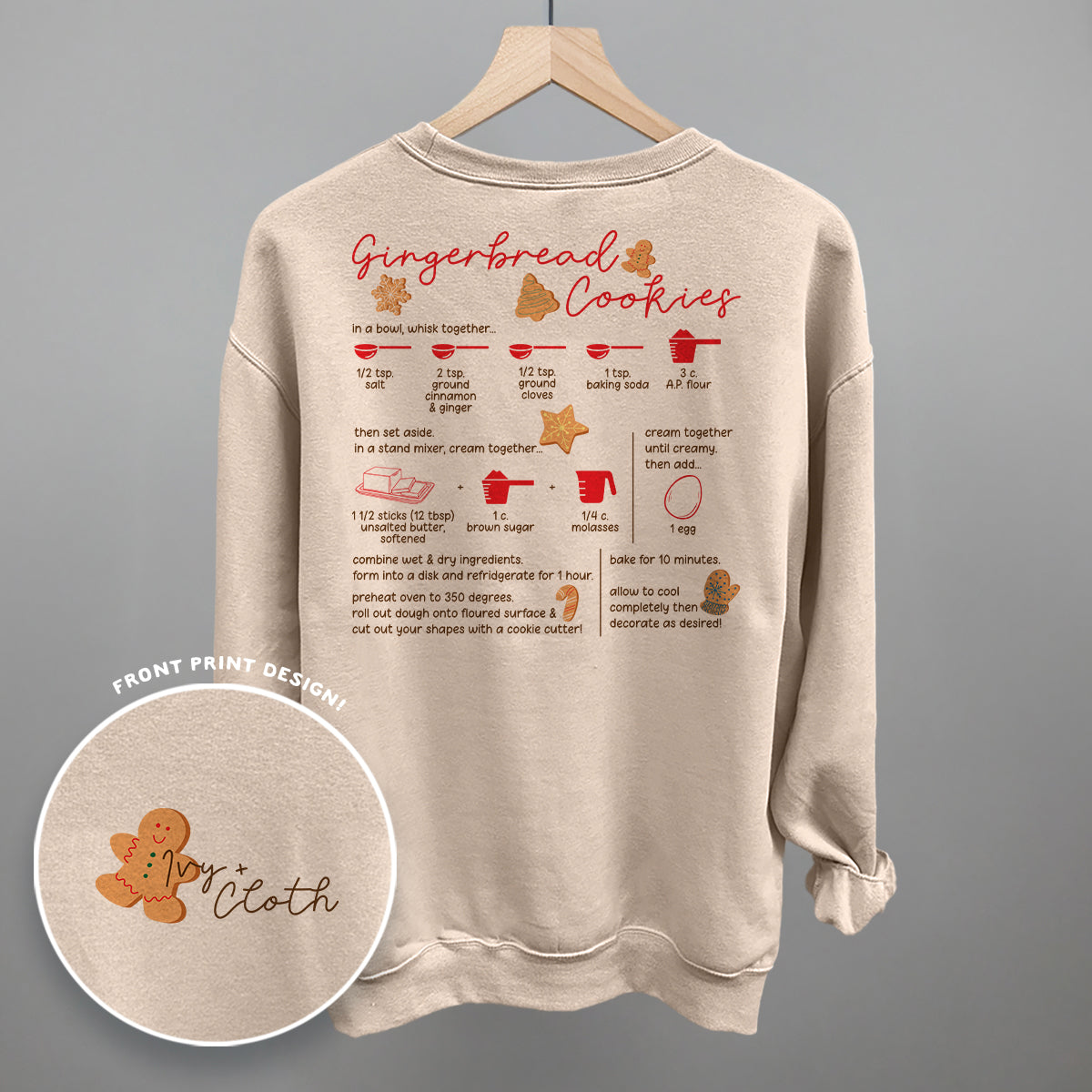 Gingerbread Cookie Recipe (Back Print) Ivy + Cloth