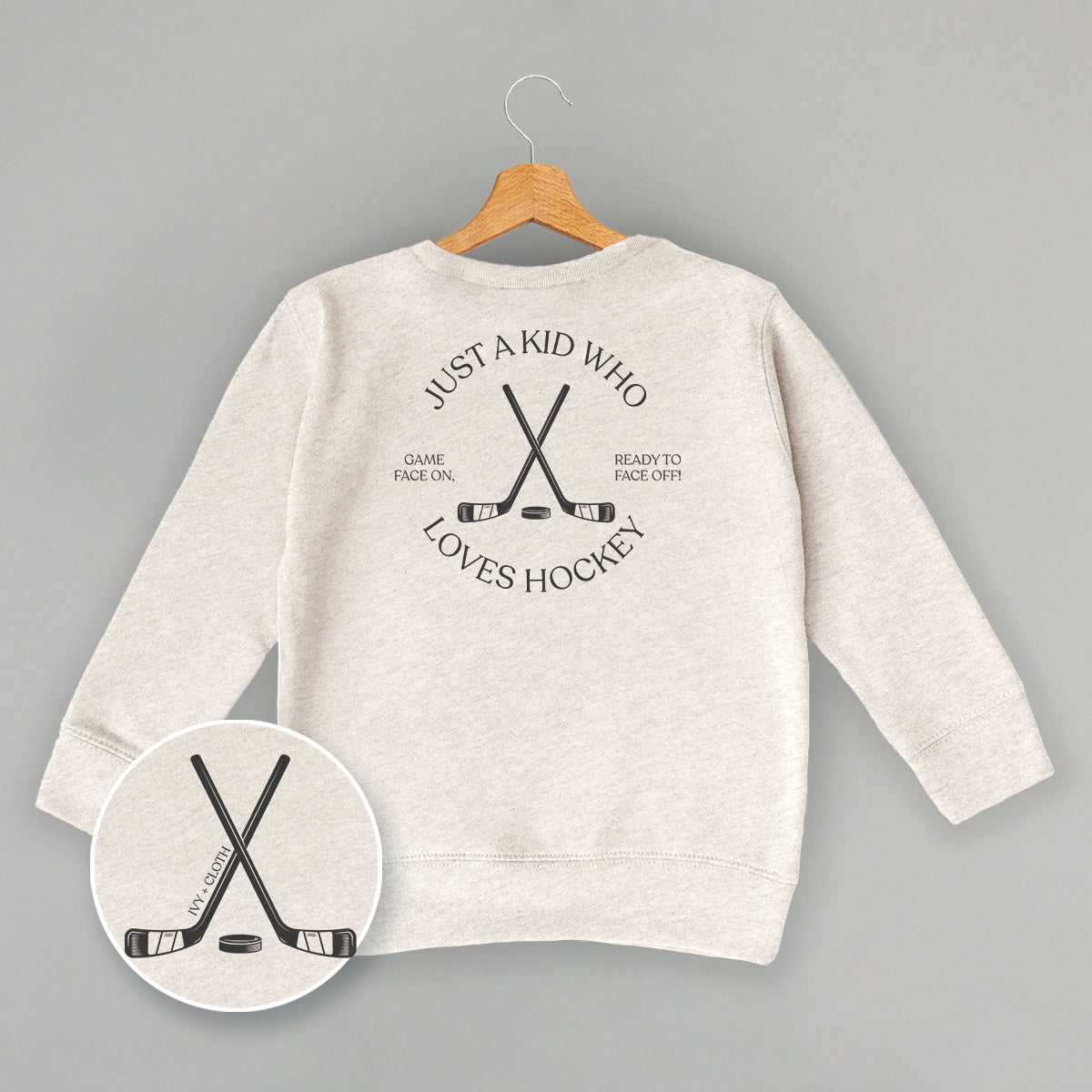 Just A Kid Who Loves Hockey (Kids Back Print) Ivy + Cloth