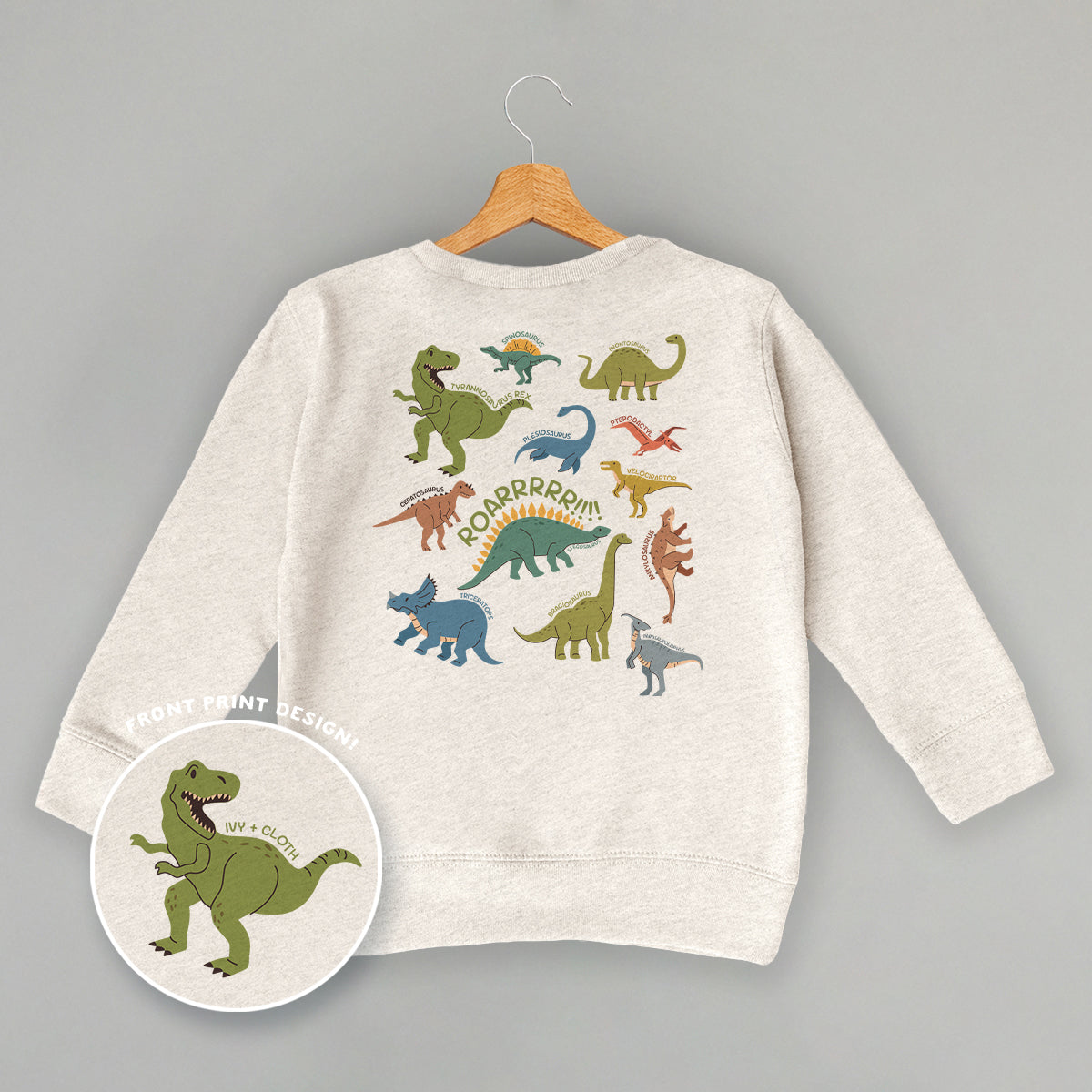Dinosaur Doodles Blue/Green (Kids Back Print) Ivy + Cloth