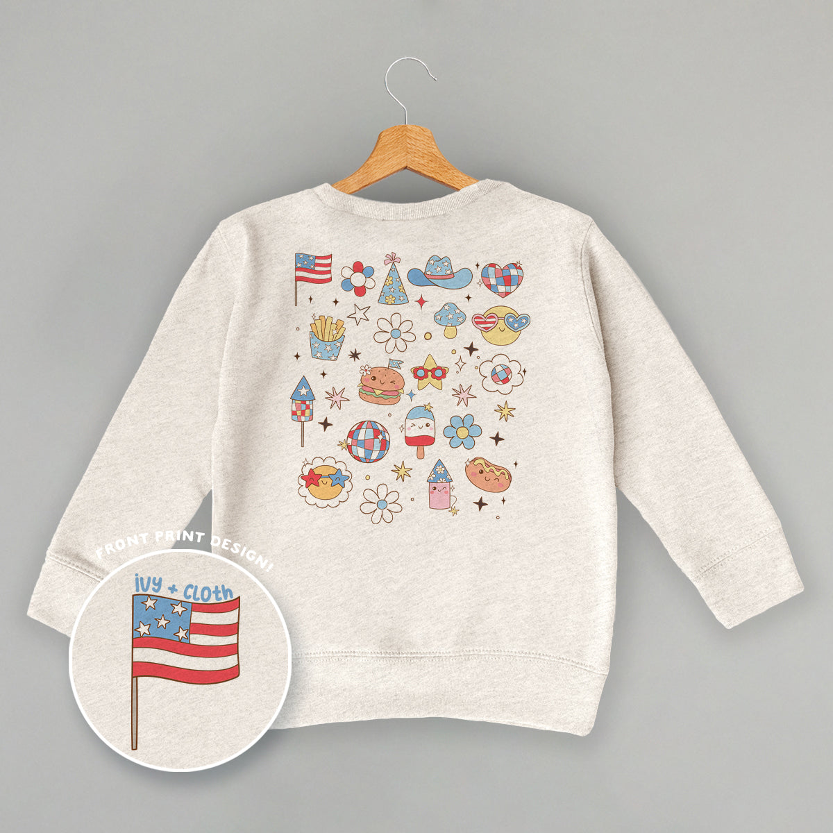 Patriotic Retro Doodles (Kids Back Print) Ivy + Cloth
