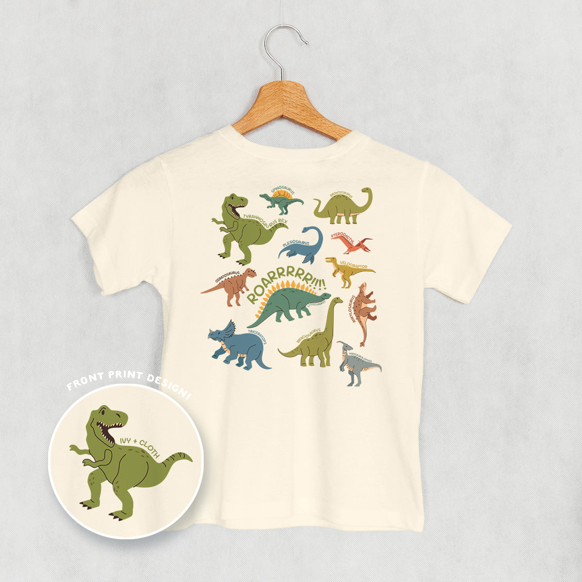 Dinosaur Doodles Blue/Green (Kids Back Print) Ivy + Cloth