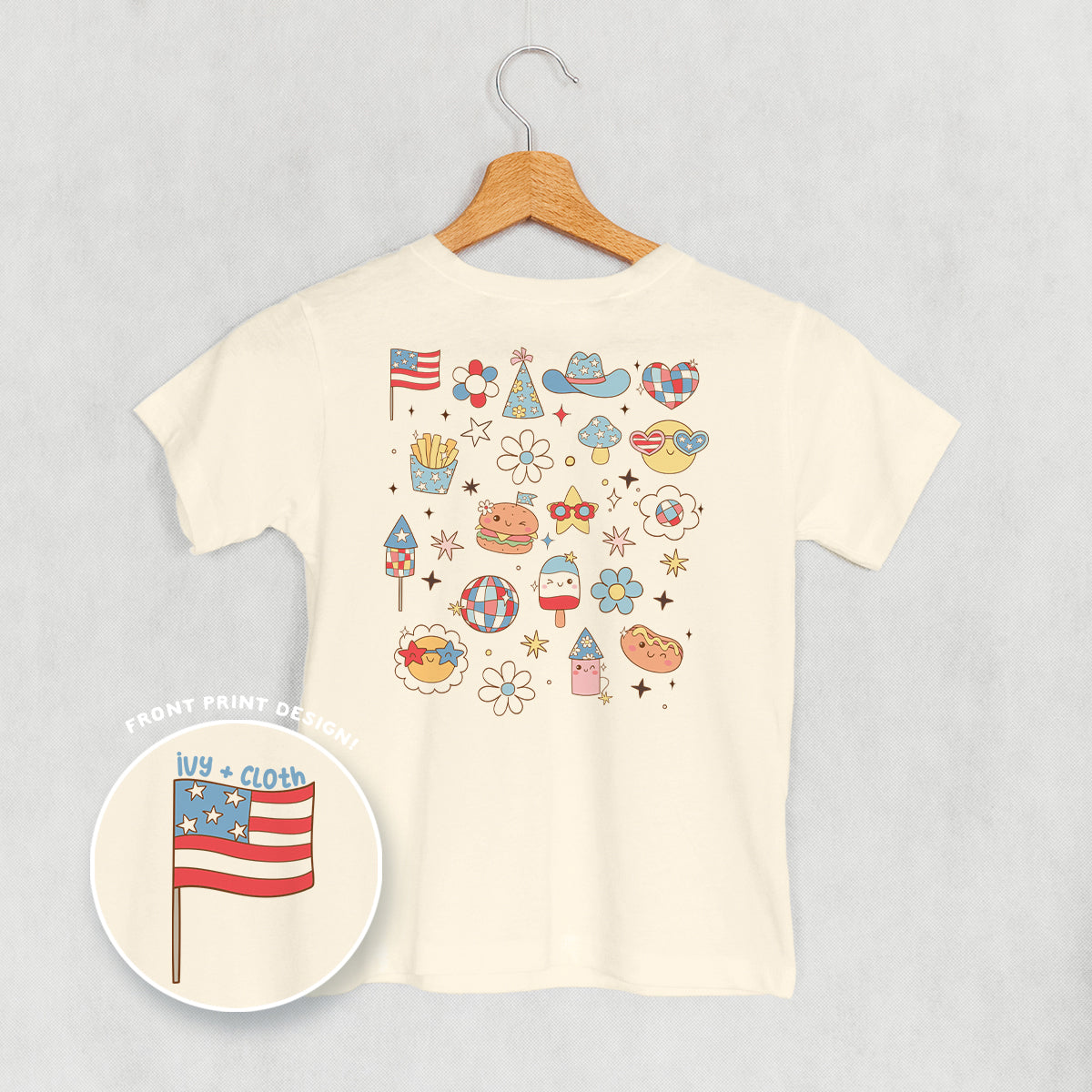 Patriotic Retro Doodles (Kids Back Print) Ivy + Cloth