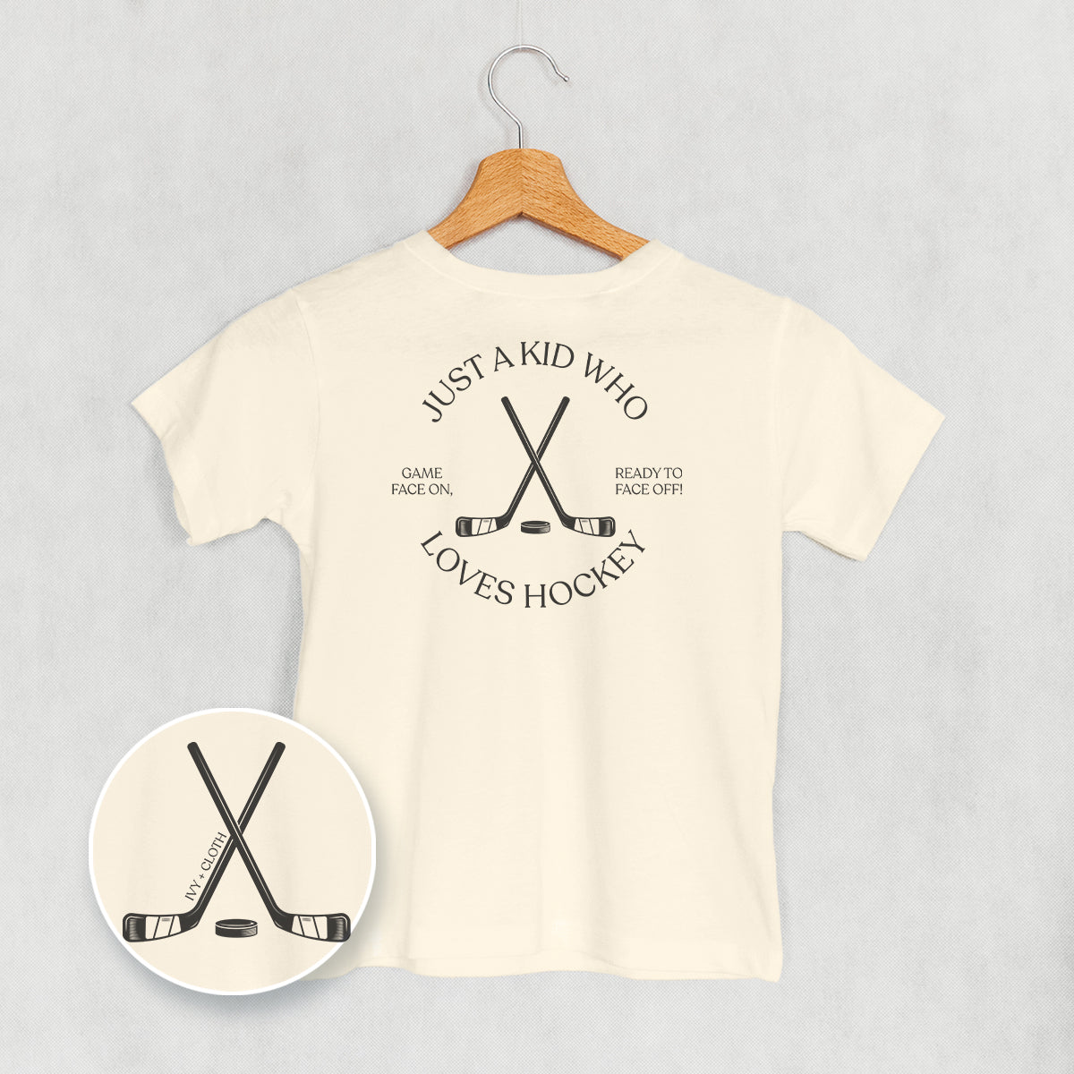 Just A Kid Who Loves Hockey (Kids Back Print) Ivy + Cloth
