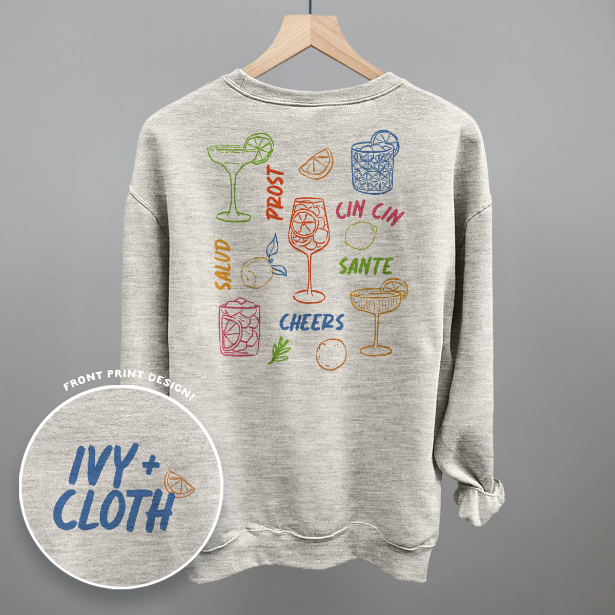 Cheers Cocktail Doodles (Back Print) Ivy + Cloth