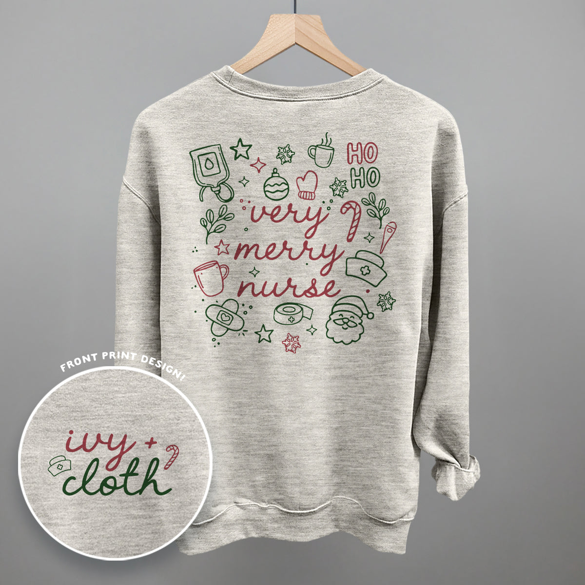 Very Merry Nurse Doodles (Back Print) Ivy + Cloth