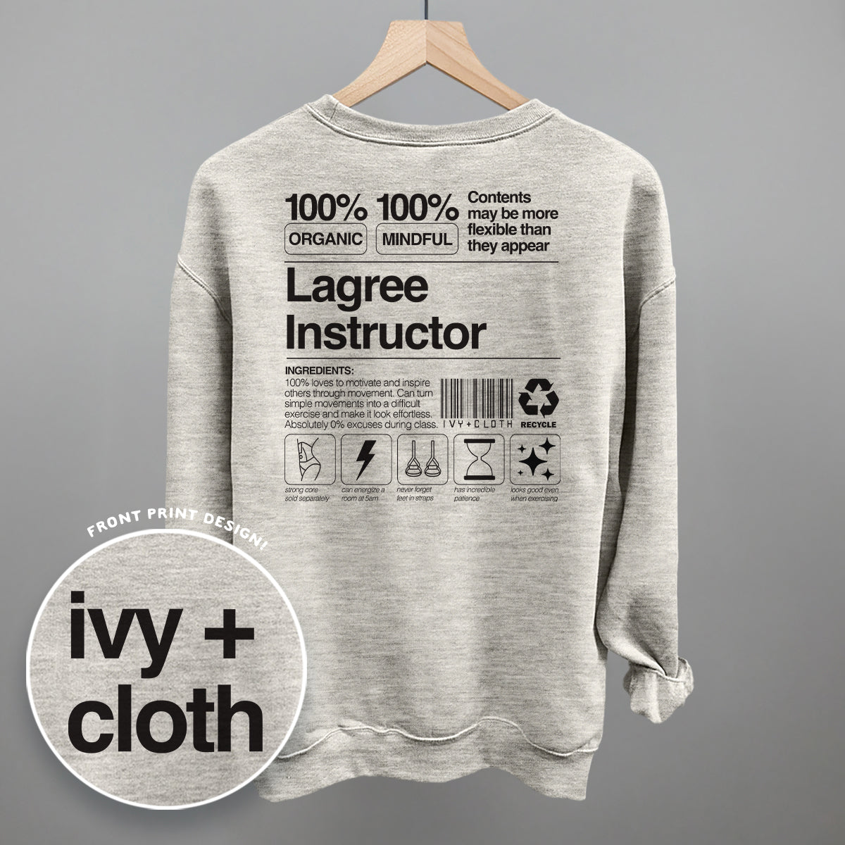 Lagree Instructor Nutrition Facts (Back Print) Ivy + Cloth