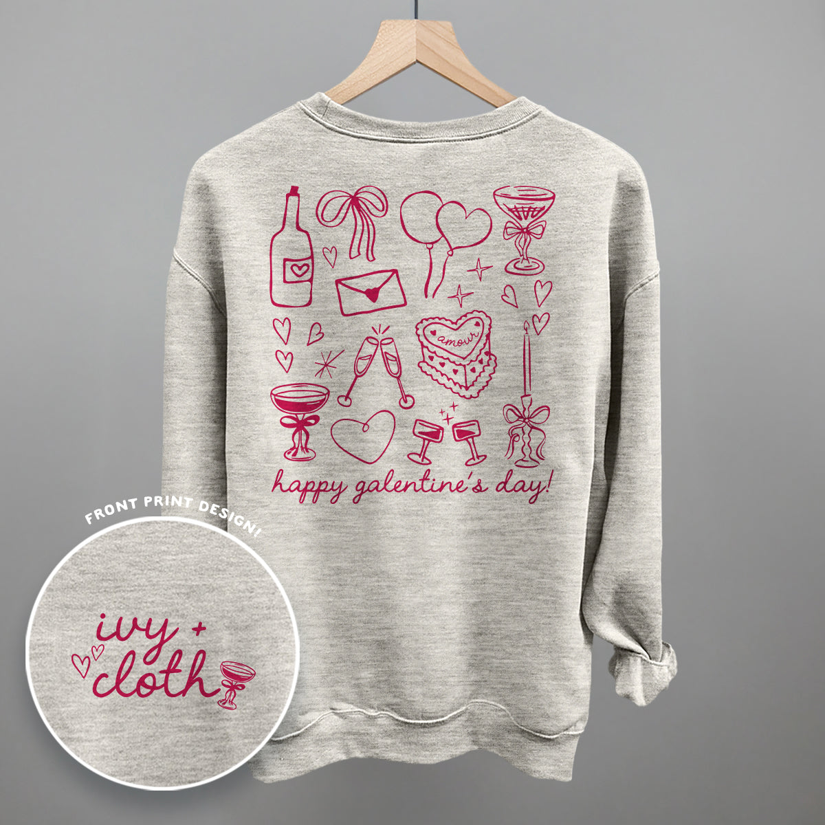 Galentine's Pink Doodles (Back Print) Ivy + Cloth