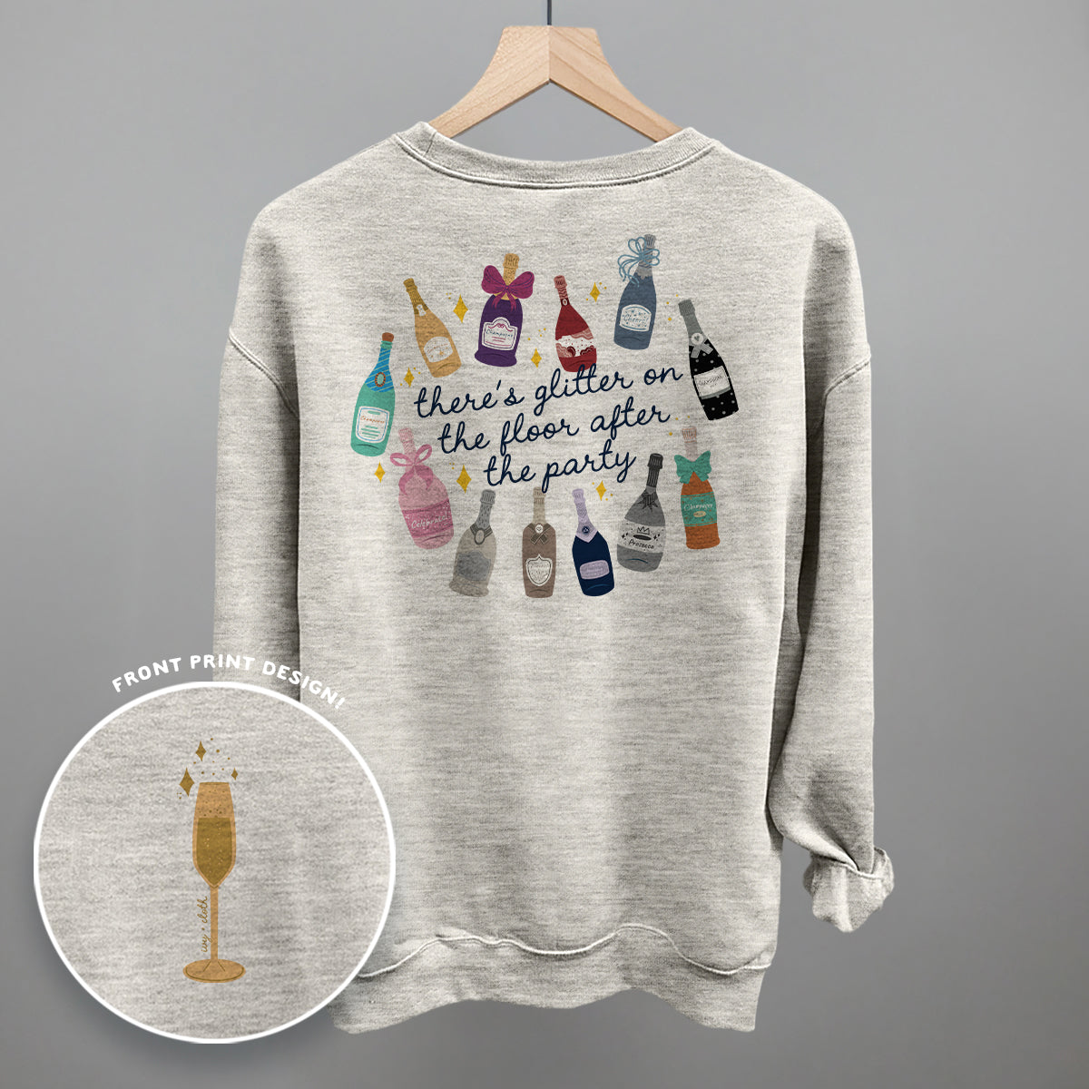 Glitter Champagne Bottles Doodle (Back Print) Ivy + Cloth