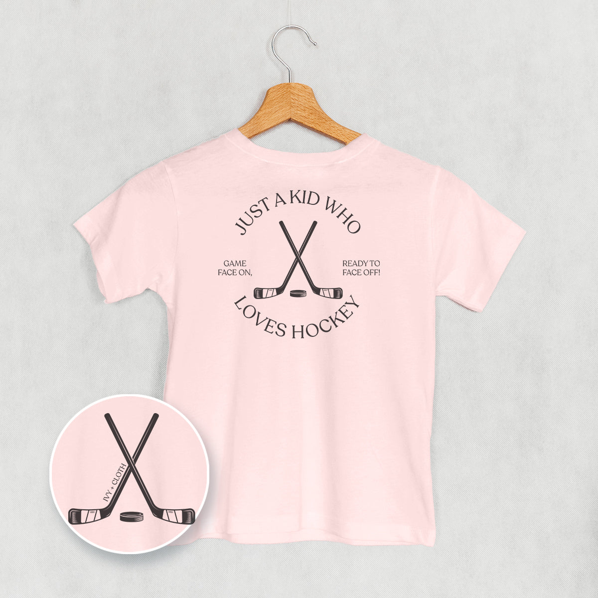 Just A Kid Who Loves Hockey (Kids Back Print) Ivy + Cloth