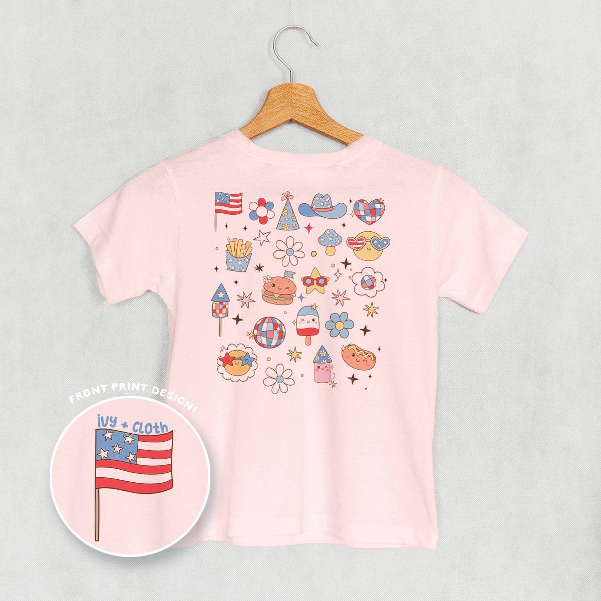 Patriotic Retro Doodles (Kids Back Print) Ivy + Cloth