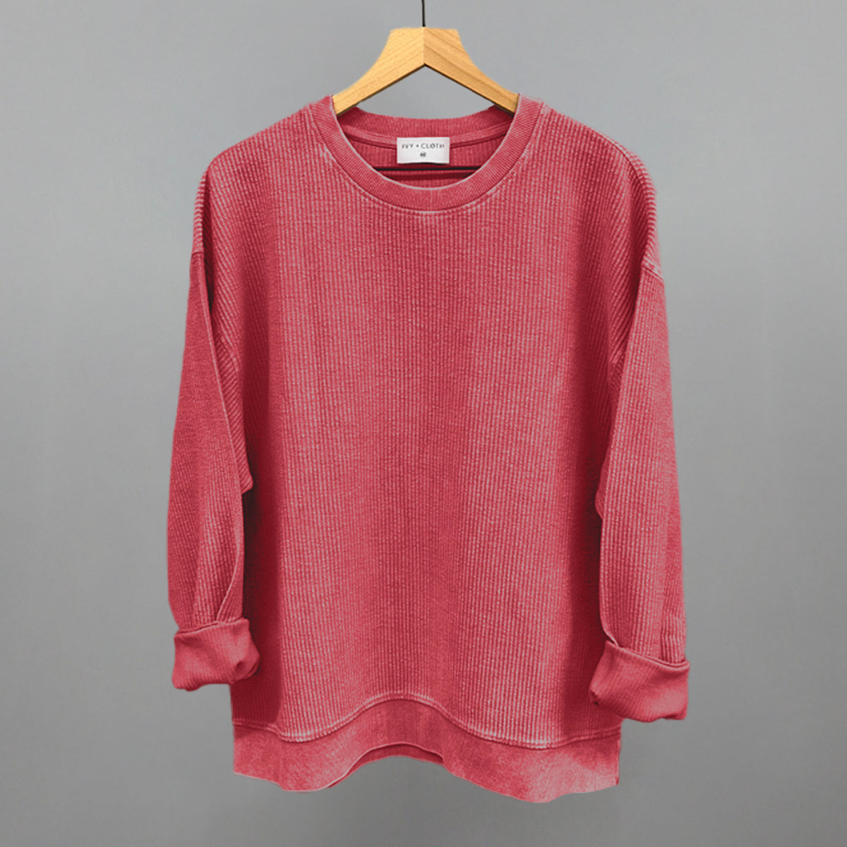 Red Oversized Corded Crew Ivy + Cloth