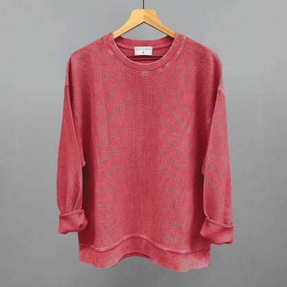 Red Oversized Corded Crew Ivy + Cloth