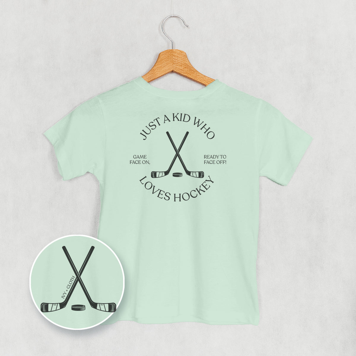 Just A Kid Who Loves Hockey (Kids Back Print) Ivy + Cloth