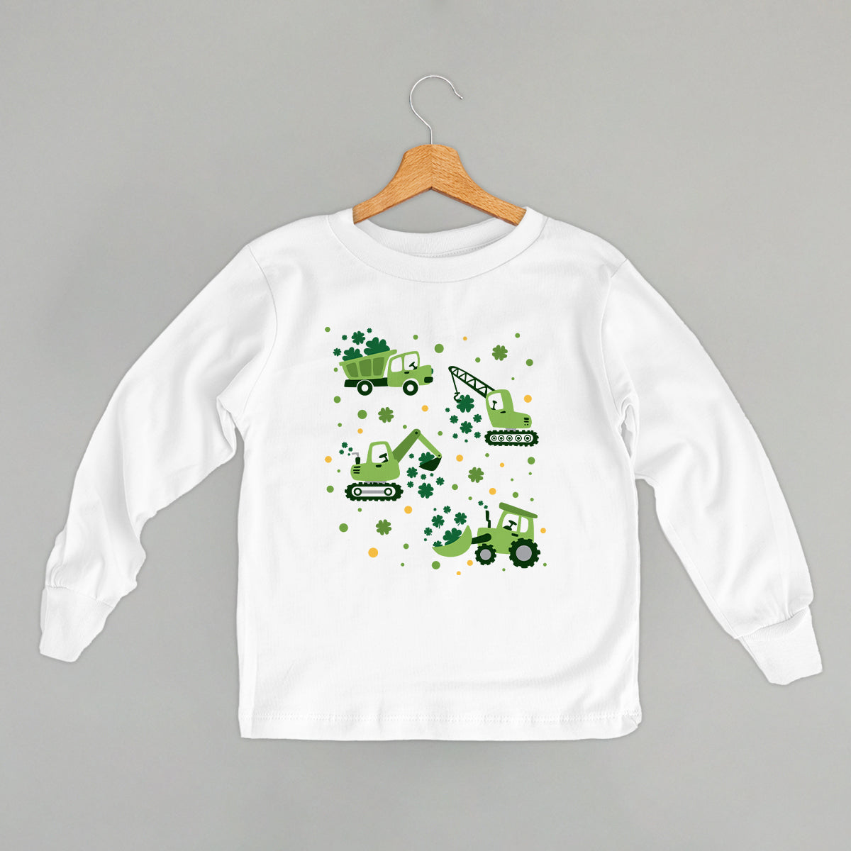 St. Patrick's Construction Vehicles + Clovers (Kids) Ivy + Cloth