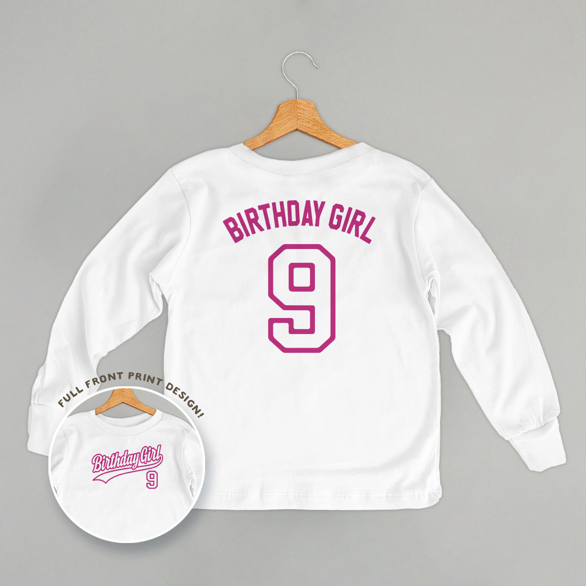 Birthday Girl Varsity #9 (Kids Back Print) Ivy + Cloth