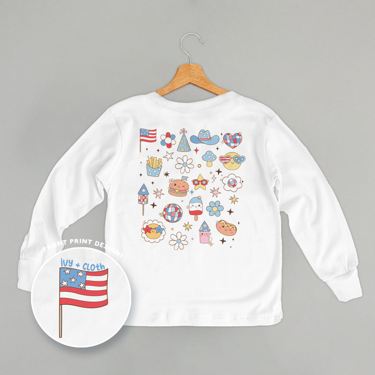 Patriotic Retro Doodles (Kids Back Print) Ivy + Cloth