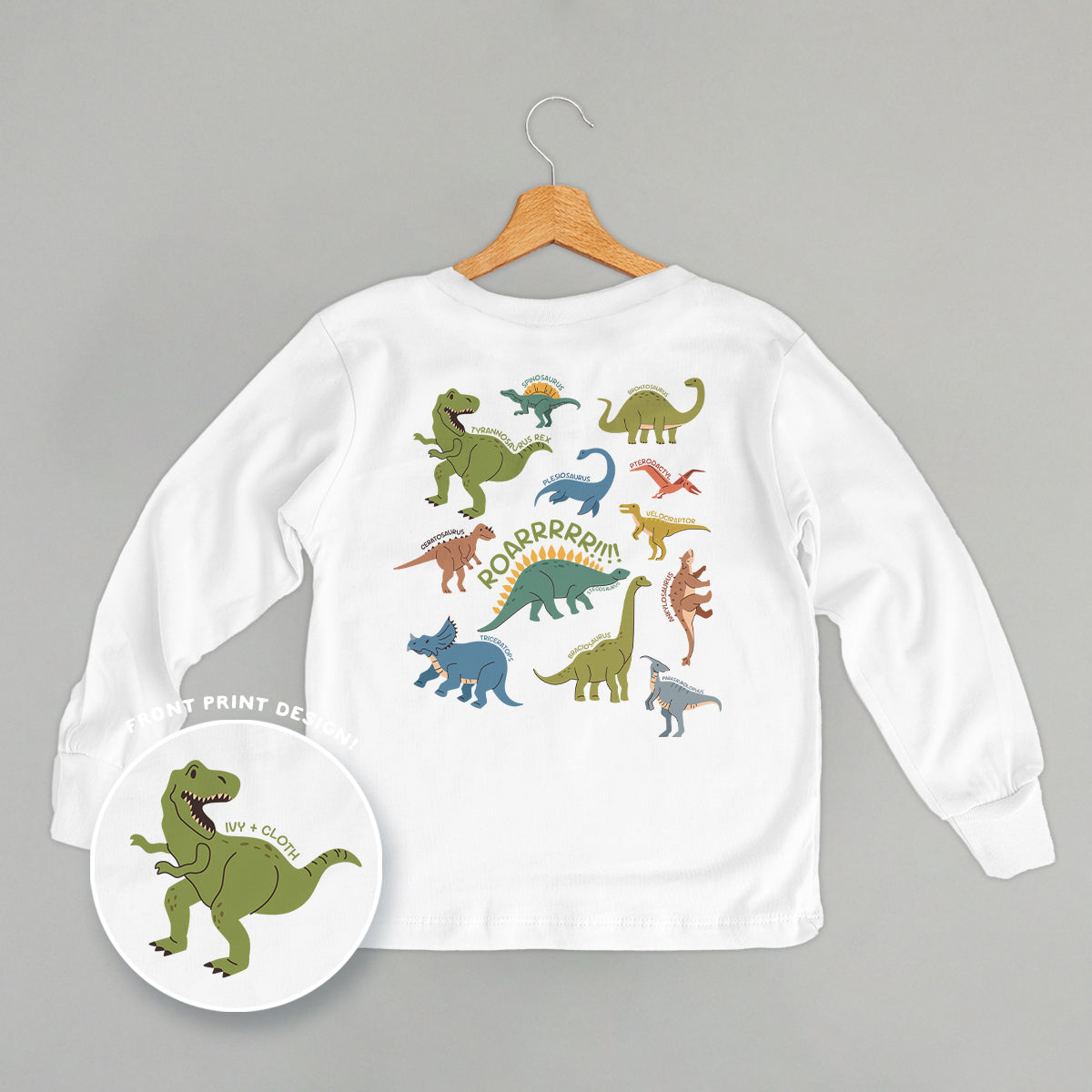 Dinosaur Doodles Blue/Green (Kids Back Print) Ivy + Cloth