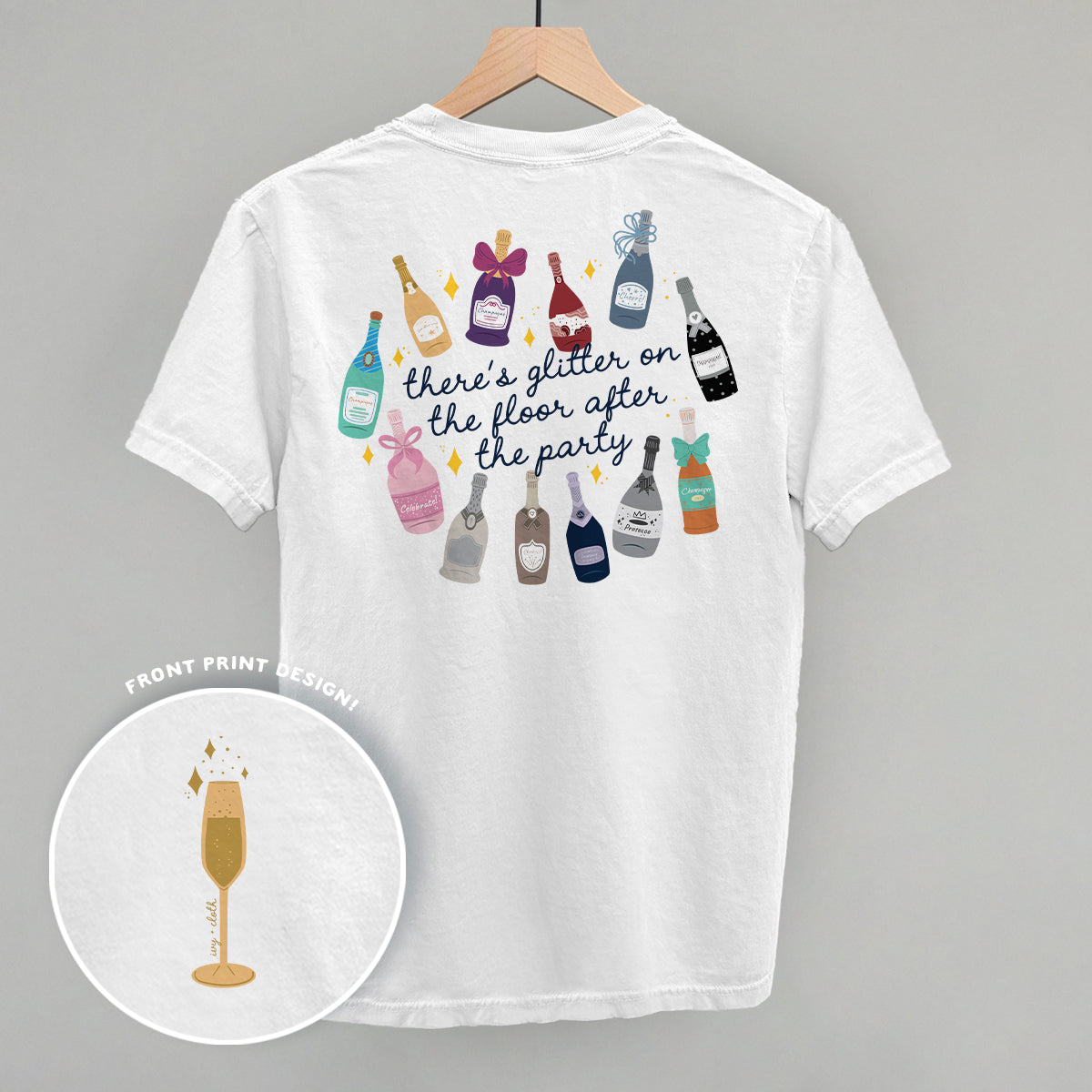 Glitter Champagne Bottles Doodle (Back Print) Ivy + Cloth