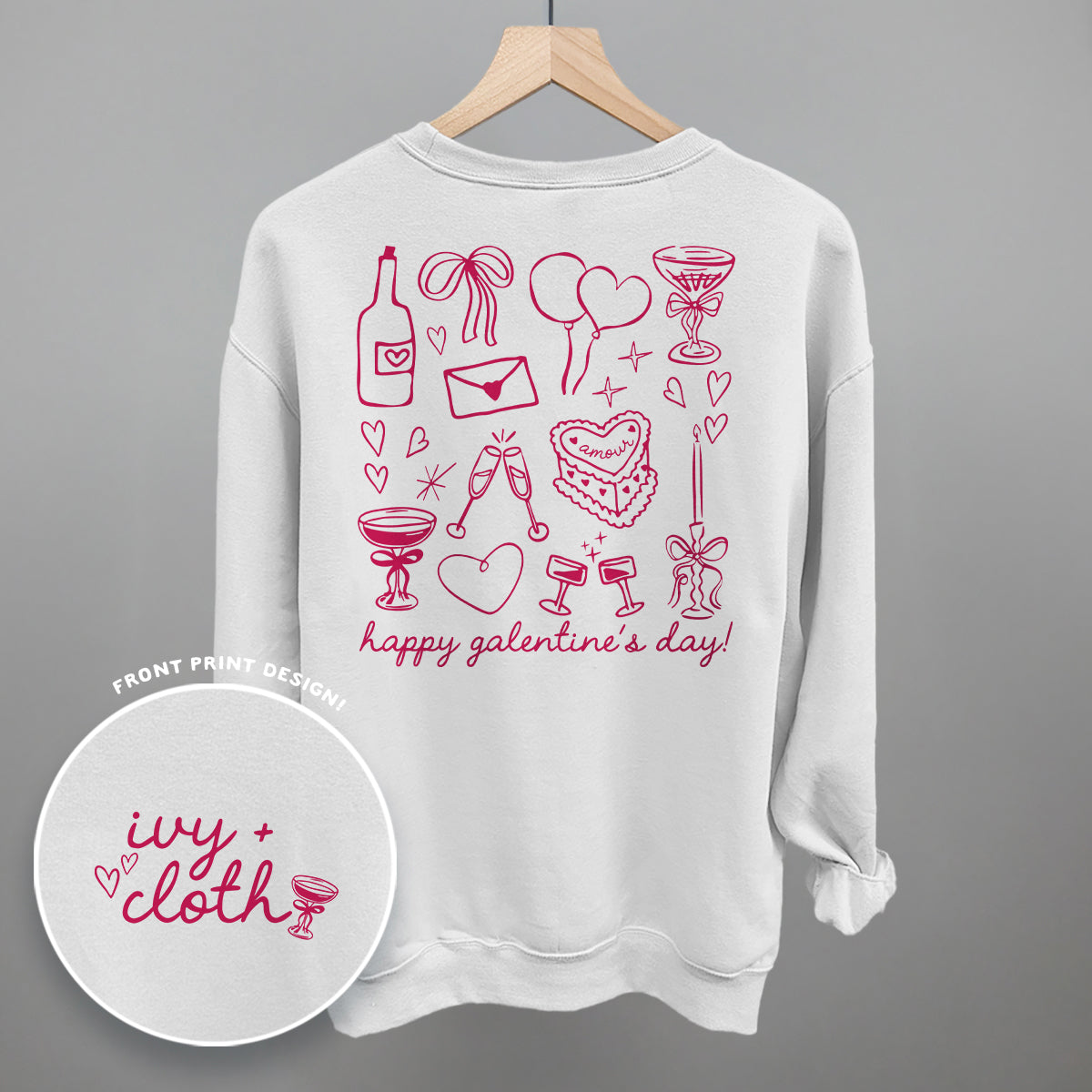 Galentine's Pink Doodles (Back Print) Ivy + Cloth