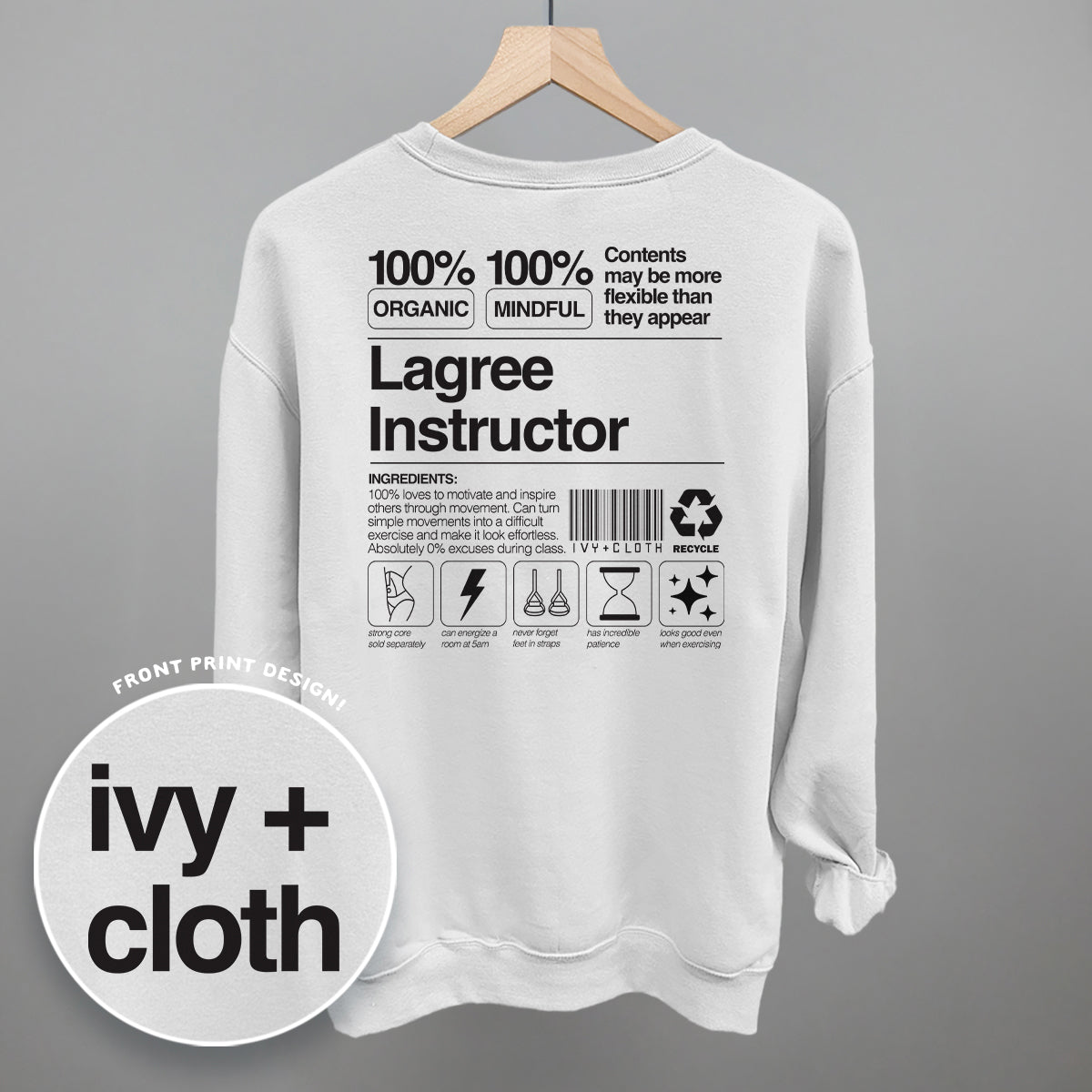 Lagree Instructor Nutrition Facts (Back Print) Ivy + Cloth