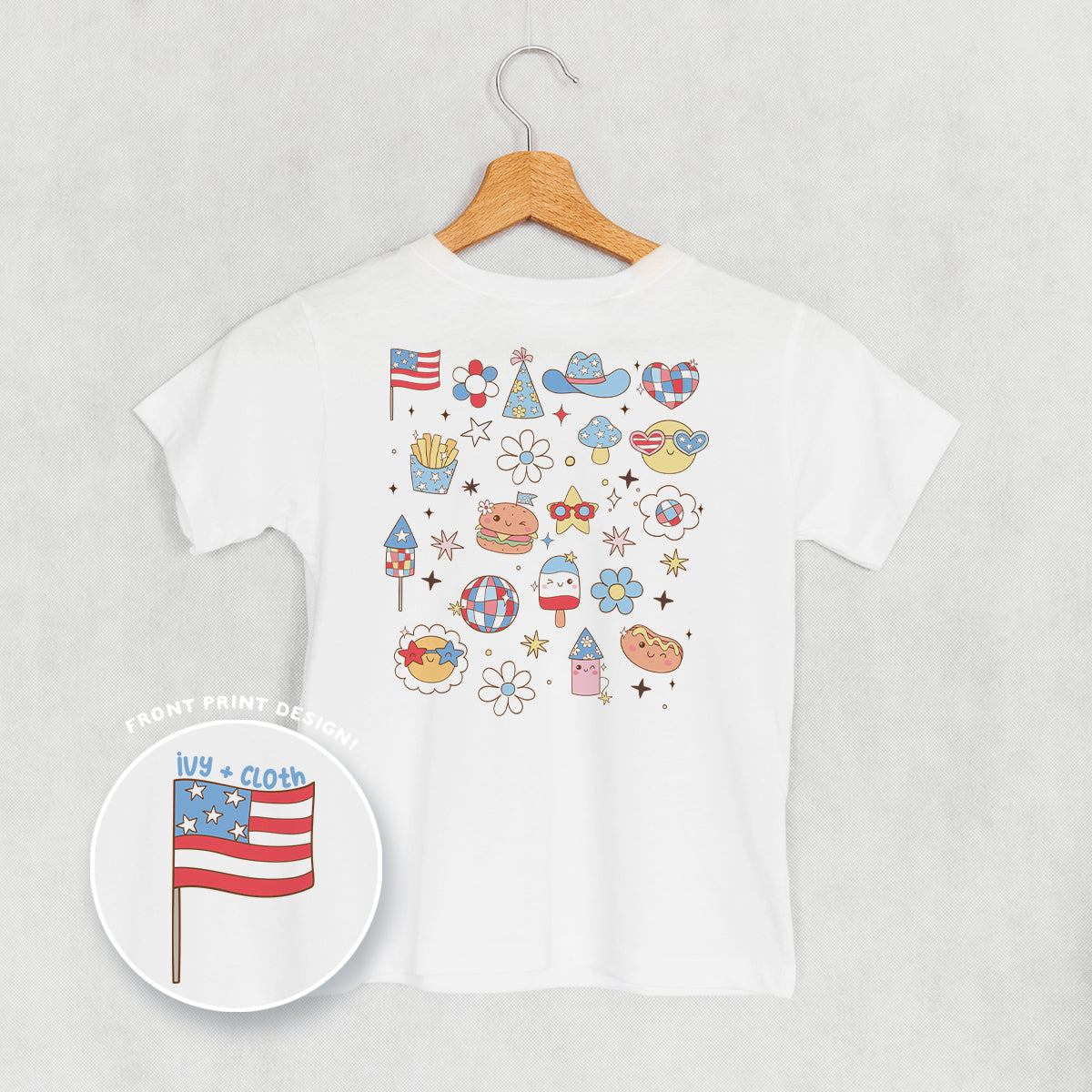 Patriotic Retro Doodles (Kids Back Print) Ivy + Cloth
