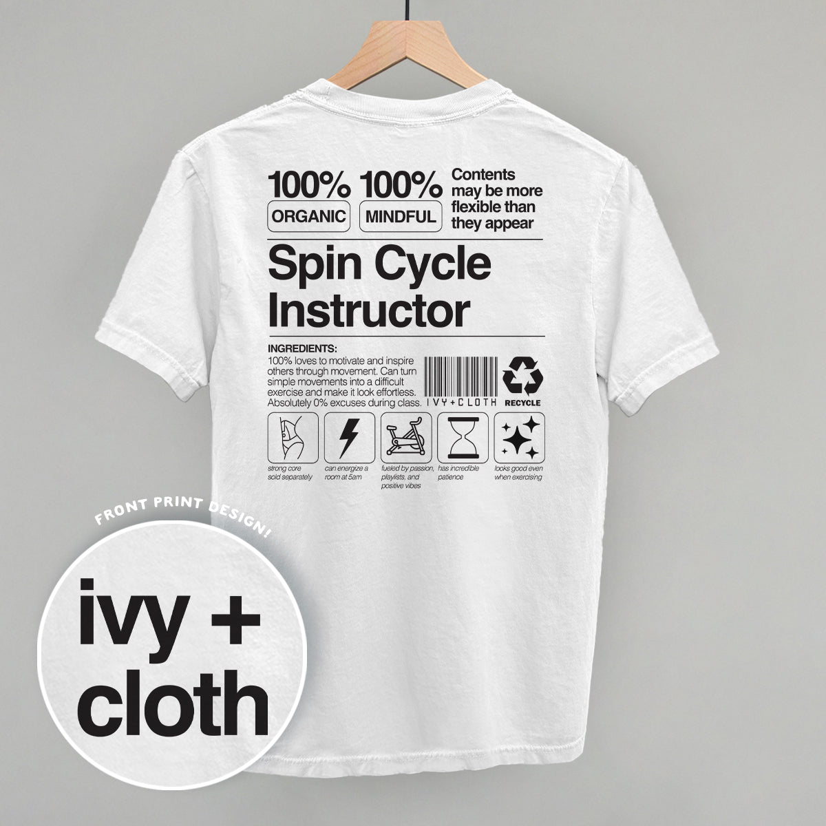 Spin Cycle Instructor Nutrition Facts (Back Print) Ivy + Cloth