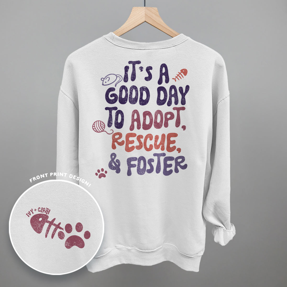 Adopt, Rescue, & Foster Cat (Back Print) Ivy + Cloth