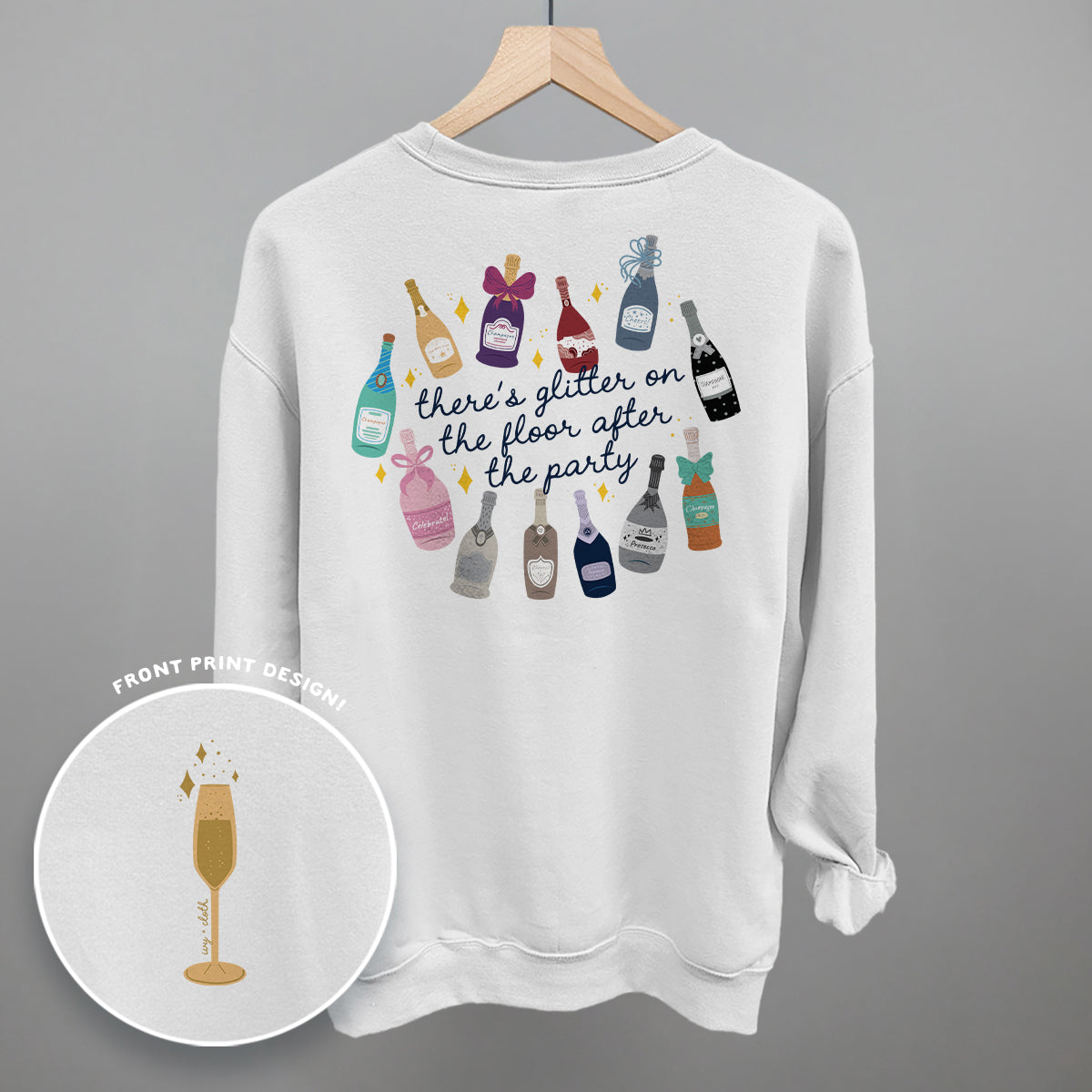 Glitter Champagne Bottles Doodle (Back Print) Ivy + Cloth