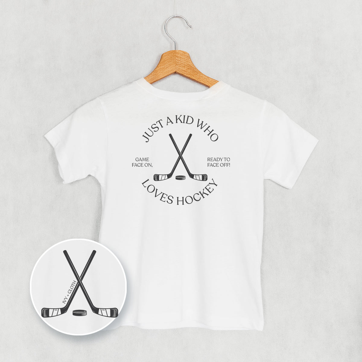 Just A Kid Who Loves Hockey (Kids Back Print) Ivy + Cloth