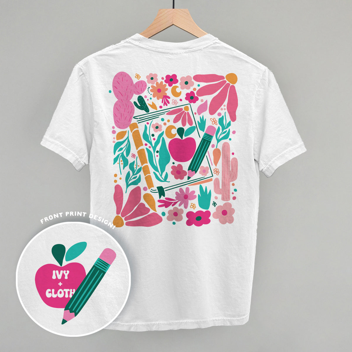 Abstract Floral Teacher Doodle (Back Print) Ivy + Cloth
