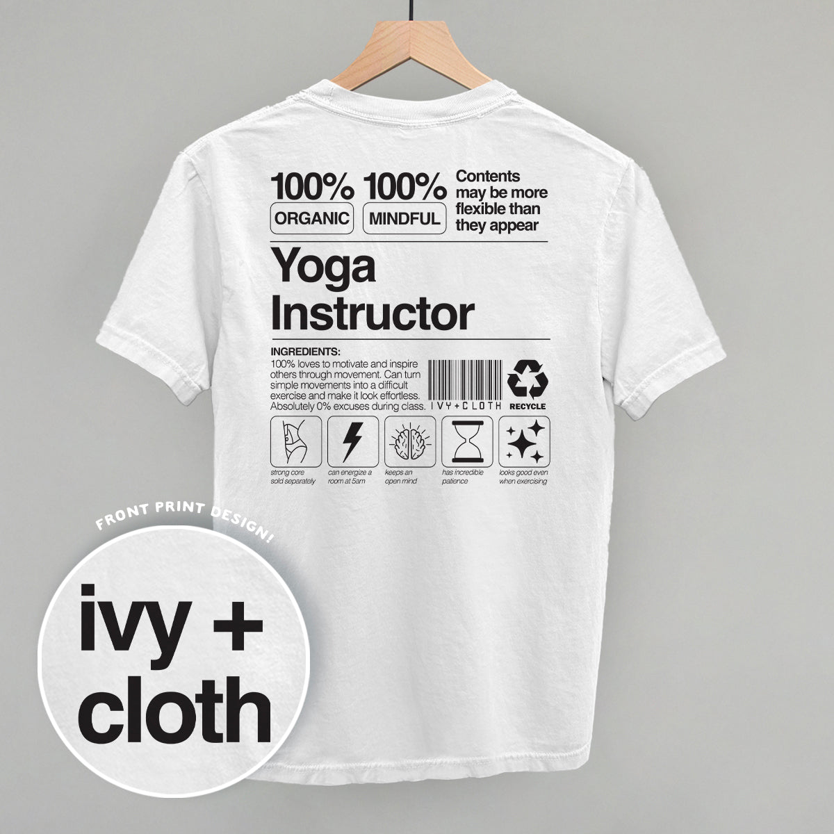 Yoga Instructor Nutrition Facts (Back Print) Ivy + Cloth
