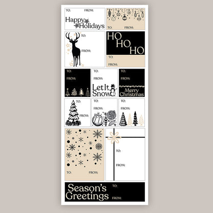 Black Holiday Tags (Sticker Sheet) Ivy + Cloth
