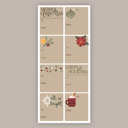 Neutral Christmas Holiday Tags (Sticker Sheet) Ivy + Cloth