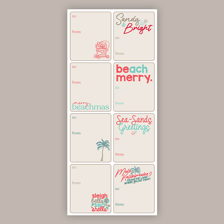 Merry Beachmas Holiday Tags (Sticker Sheet) Ivy + Cloth