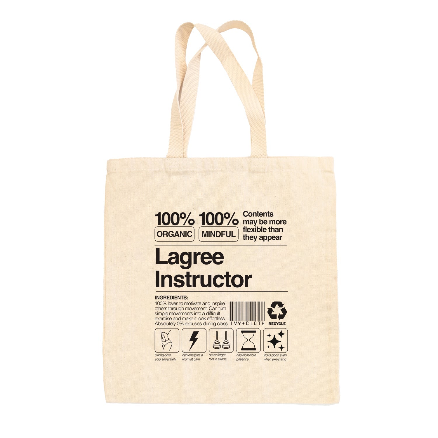 Lagree Instructor Tote Bag Ivy + Cloth